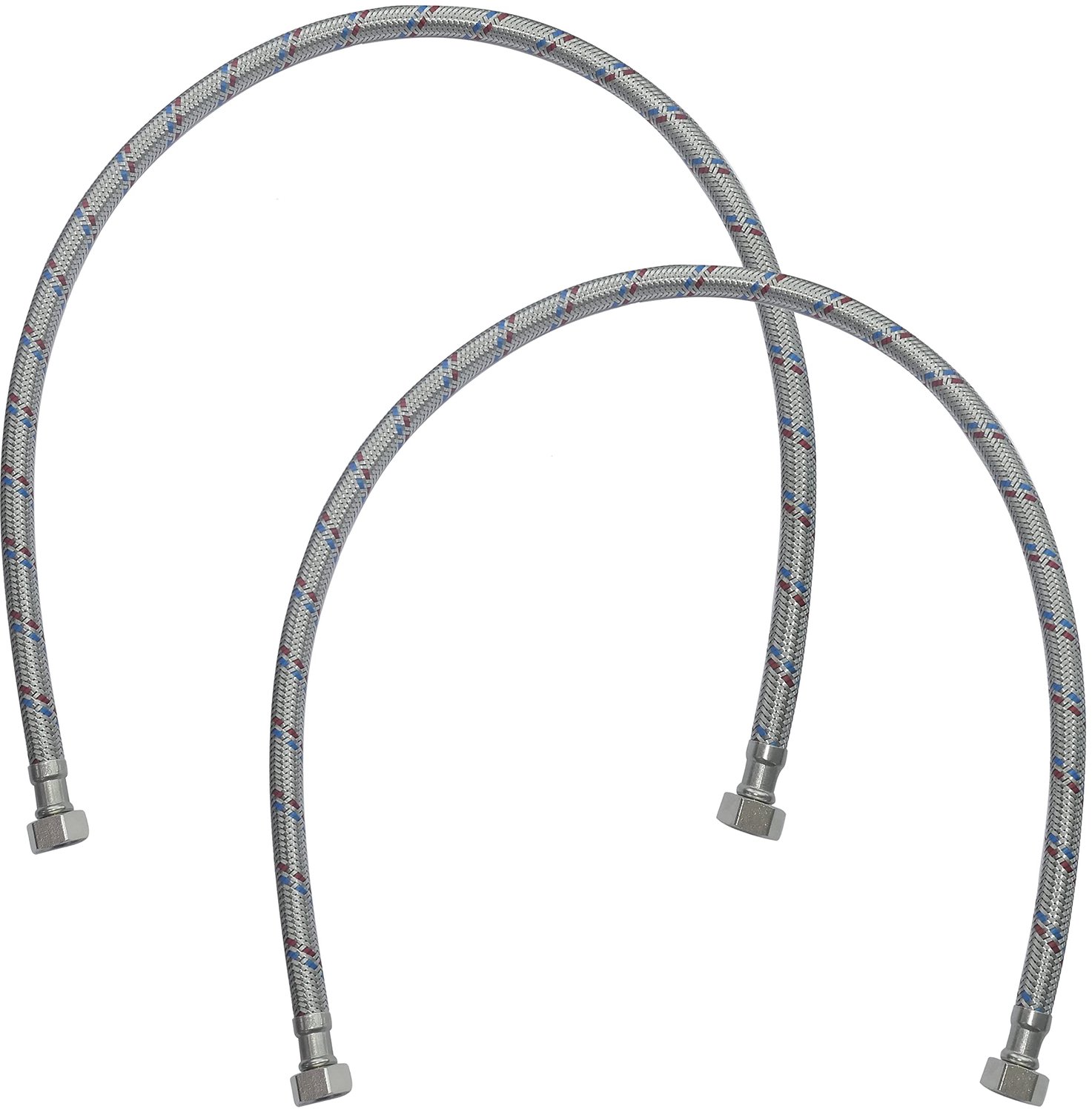 Aansluitslang Set van 2 - Flexibele Waterslang 800 mm - 3/8" Vrouwelijk - Sanitaire Elementen - Gevlochten Staallaag - Maximale Druk 1 MPa