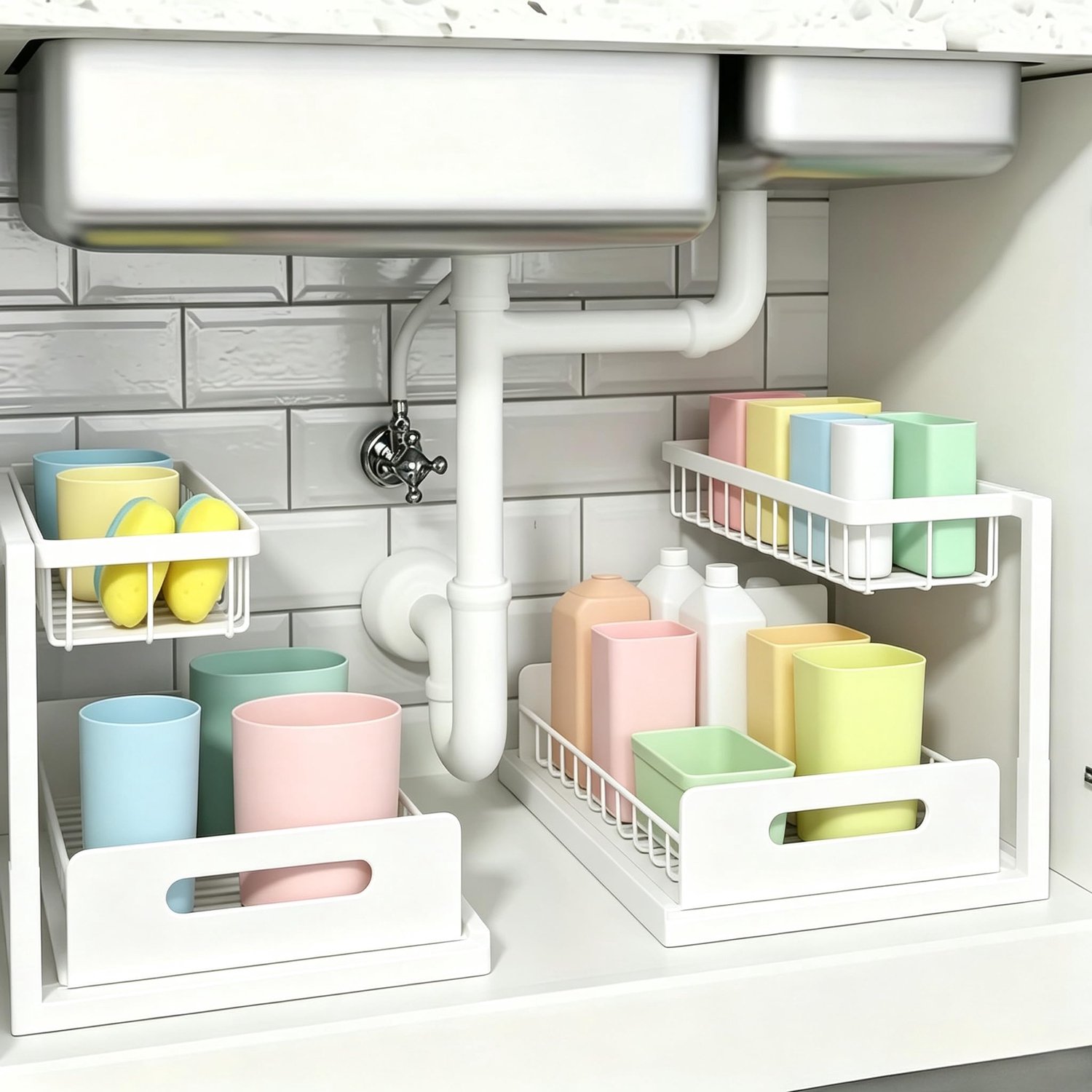 Onderbouw Gootsteenorganizer met Uittrekbare Mand