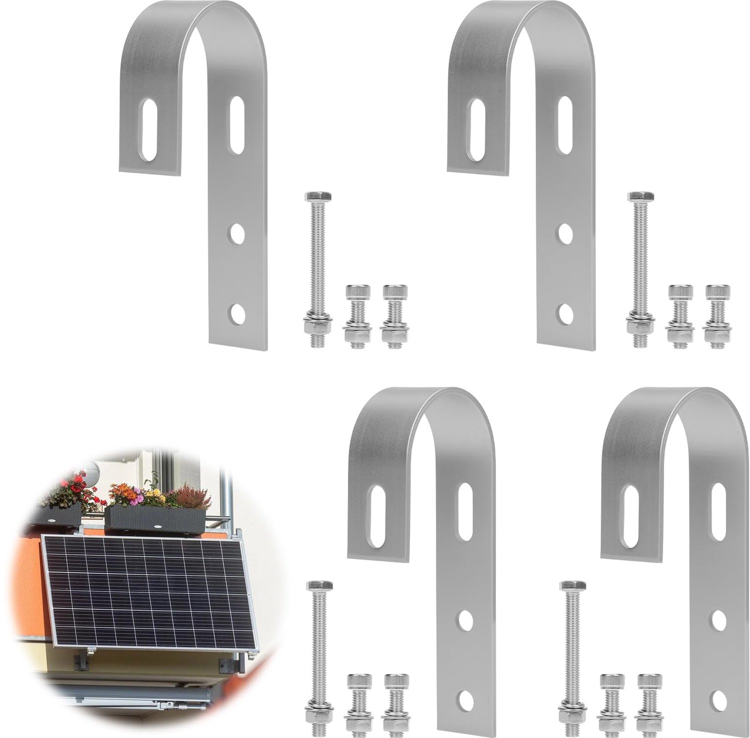Set van 4 Roestvrijstalen Zonnepaneelhouders
