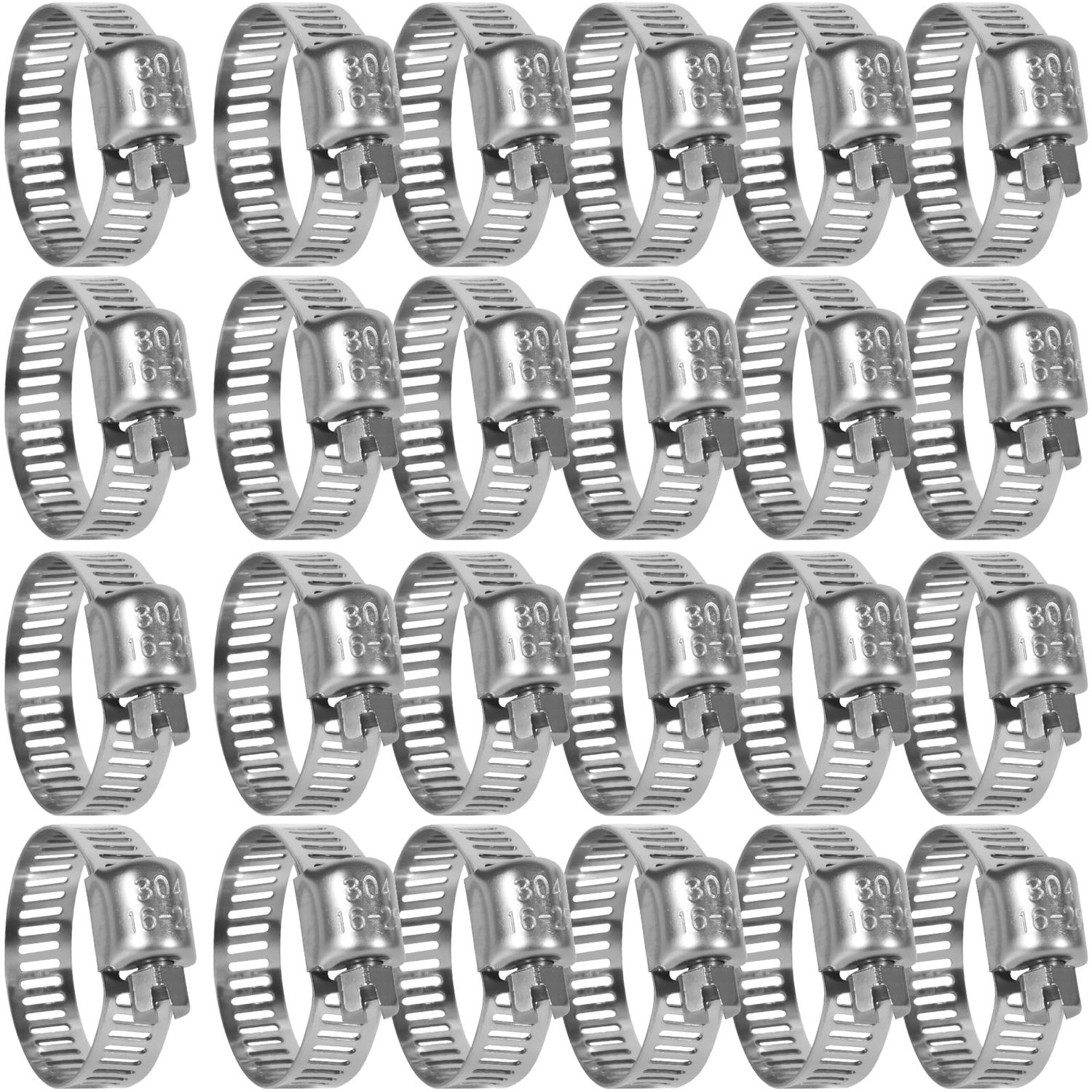 Slangklemmen 24 stuks - Verstelbare Klemmen 16-25 mm - Roestvrij Staal - Voor Zwembad/Waterleidingen - Duurzaam/Geschikt voor Tuin