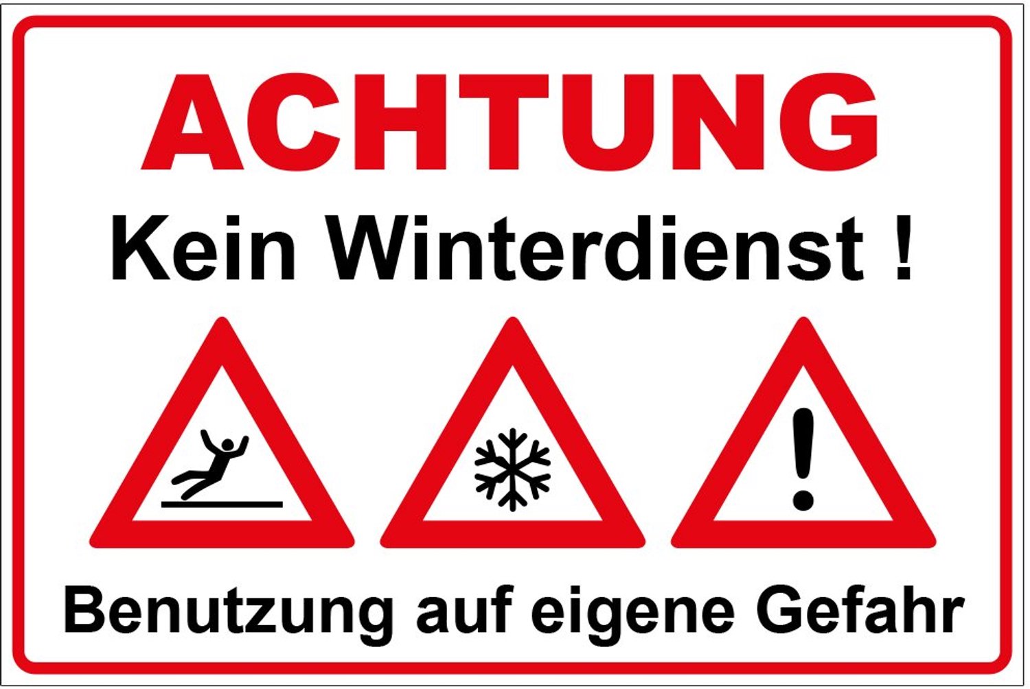 Aluminium Waarschuwingsbord - Geen Winterdienst - 300x200mm