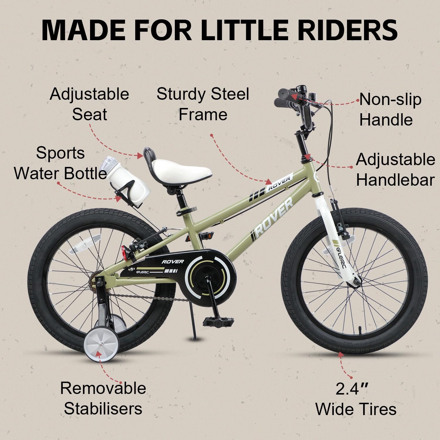 Kinderfiets met Mand en Fleshouder voor 2-9 Jaar