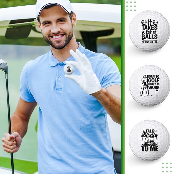 Set van 3 Golfballen met Leuke Beelden voor Golfers — afbeelding 3