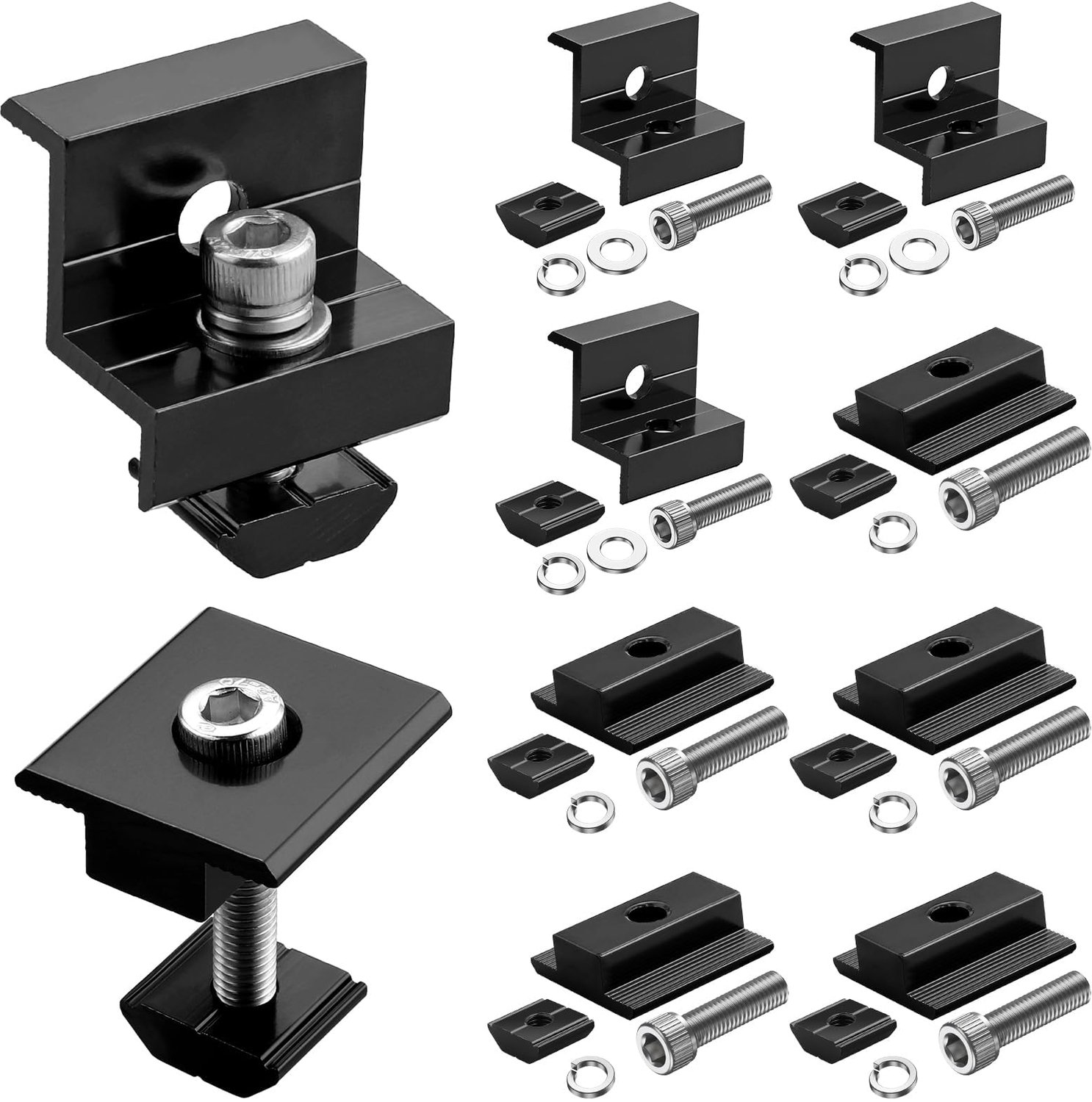 Montageset voor 4 Zonnepanelen met Aluminium Klemmen