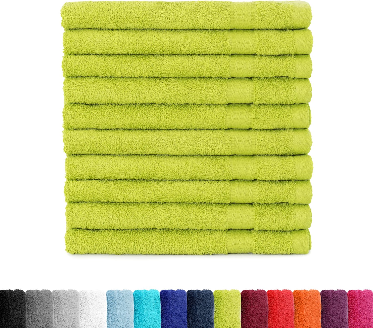 Gastendoeken Set van 10 - 30x50 cm - Kleur: Appelgroen