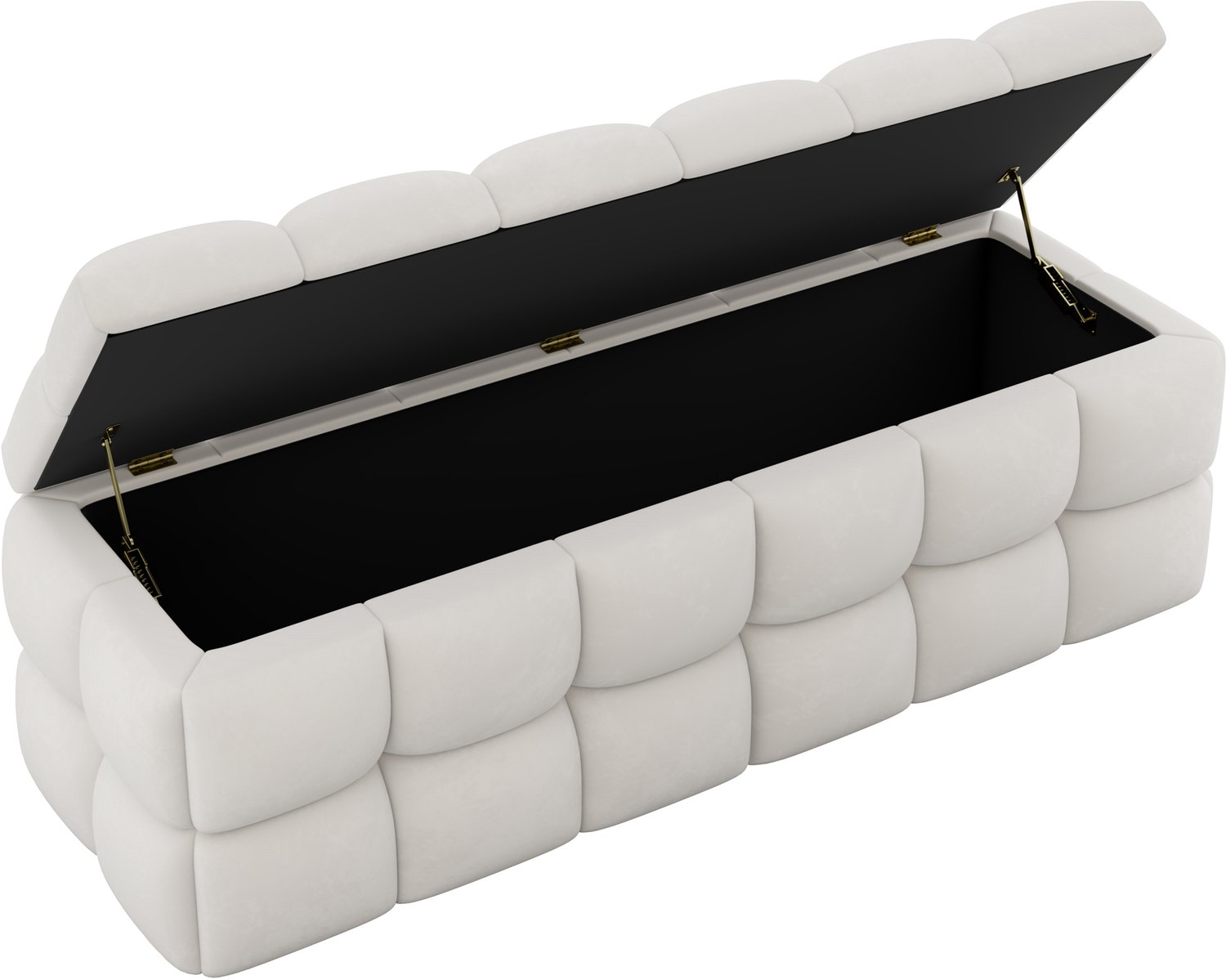 REDOM Opbergbank 120x40x40 cm - Gestoffeerd met opklapbare zitting en opbergruimte - Beige Beige met gebroken witte tint