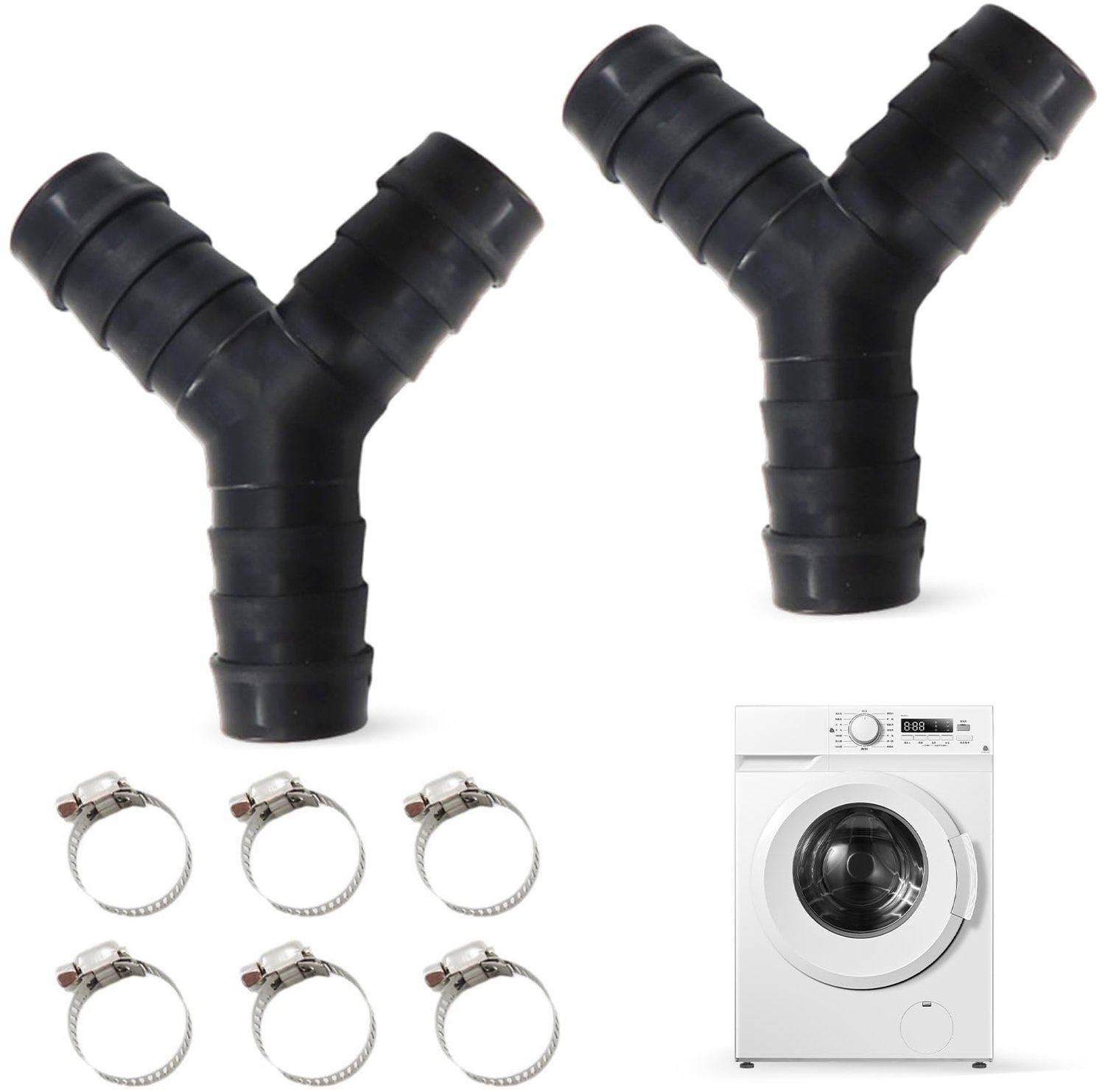 Set van 2 Y-Vormige Afvoerslangen voor Wasmachine en Vaatwasser