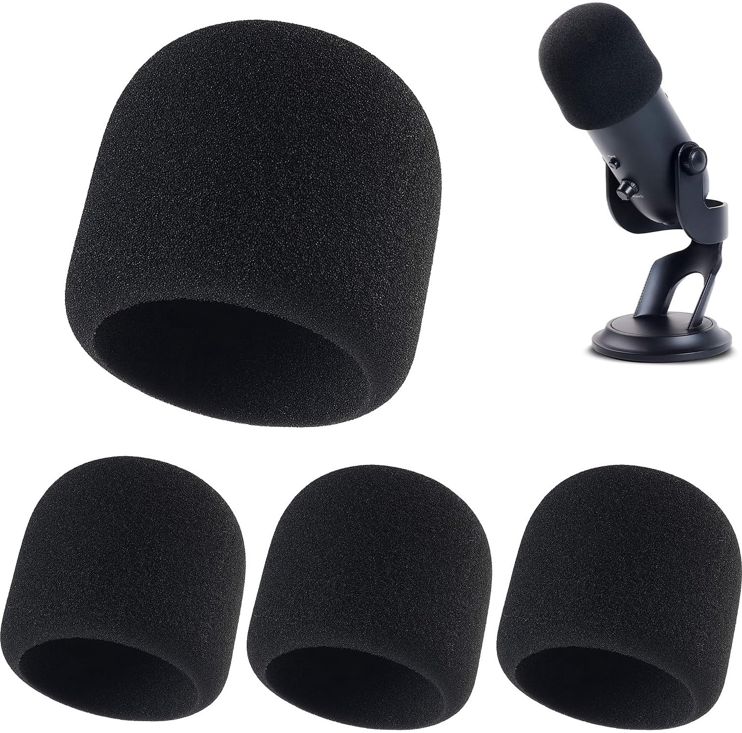 Set van 4 Zwarte Microfoonbeschermers van Schuim