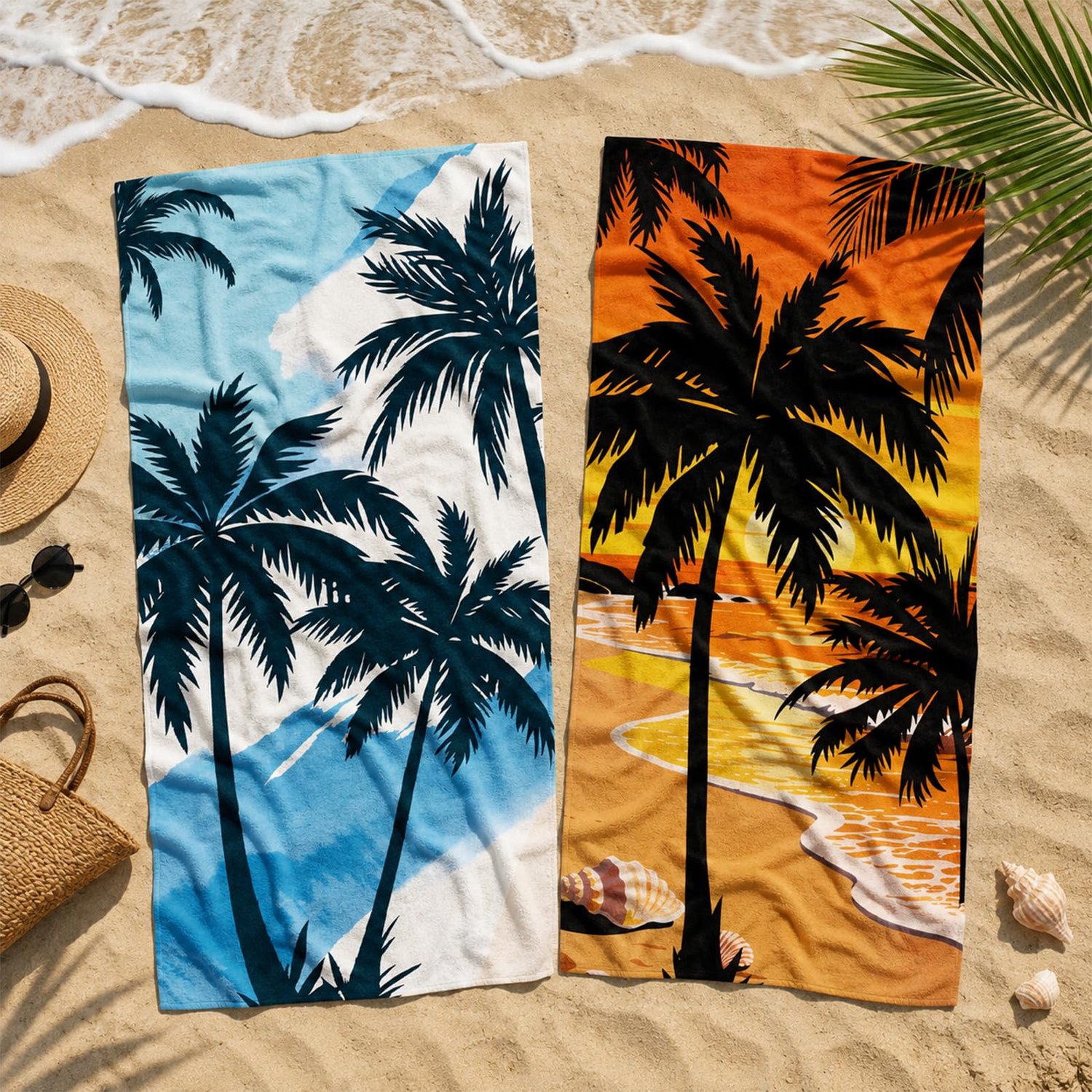 Microvezel Strandlaken 2-pack - Lichtgewicht en Zandvrij - Kokosnootboom