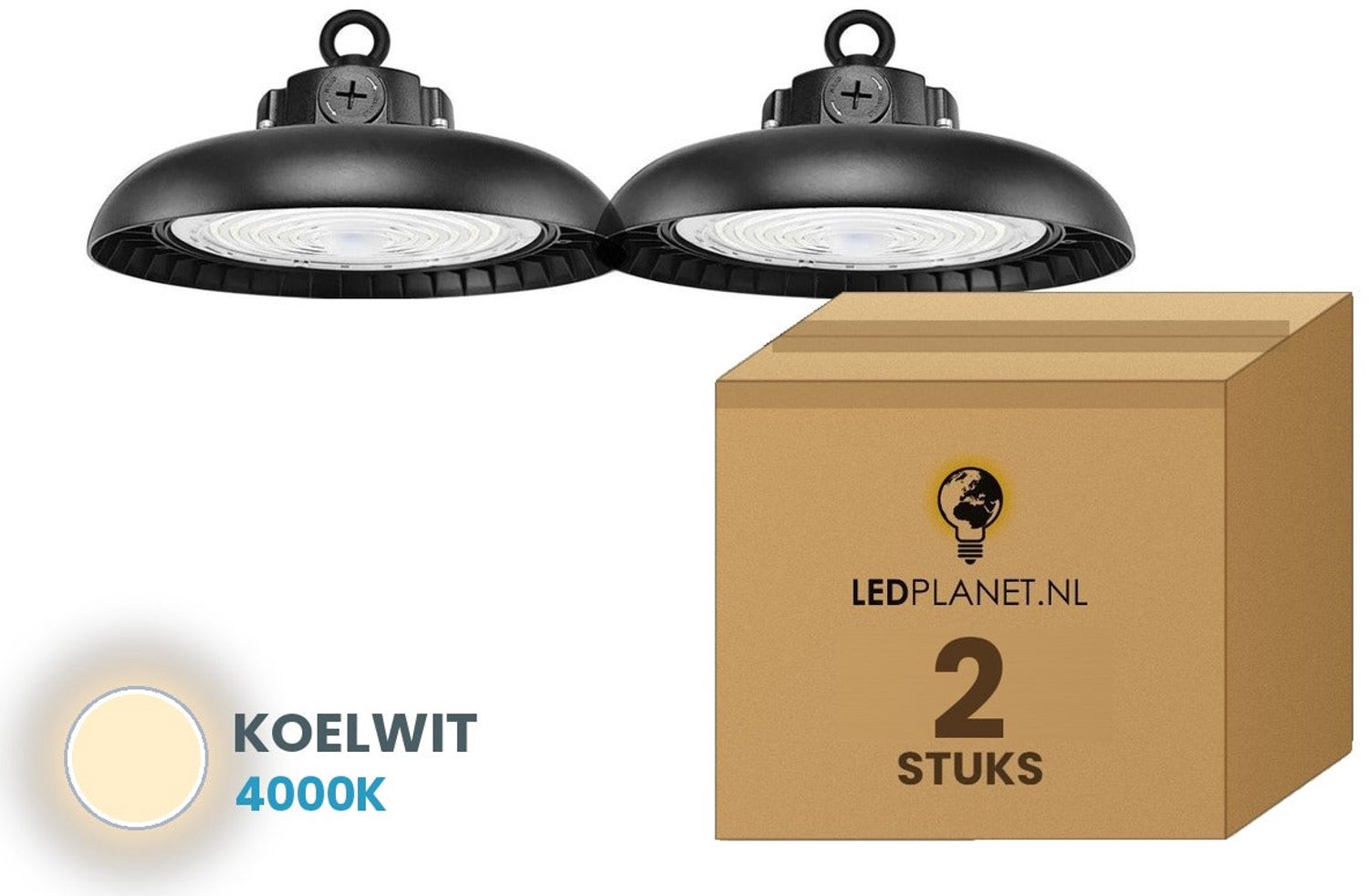 Tsong UFO Lamp - LED High Bay 150W - 30.750 lm - Koelwit 4000K - 2 stuks - Instelbaar 90/120/150W - 0-10V Dimbaar - IP65 - Hal, Werkplaats- & Garageverlichting - 5 jaar garantie