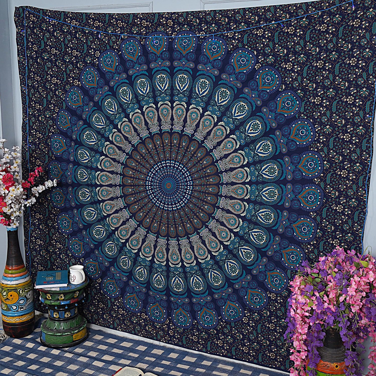 Peacock Mandala Tapestry voor Decoratie