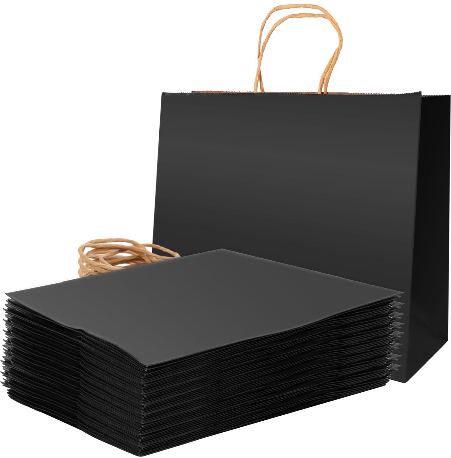 50 Stuks Zwarte Papieren Draagtassen - Kraftpapier Cadeauzakjes 32x11x25 cm