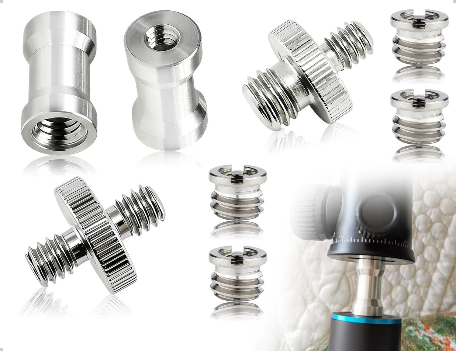Set van 8 Camera Adapters voor Schroefdraad van 1/4 inch tot 3/8 inch