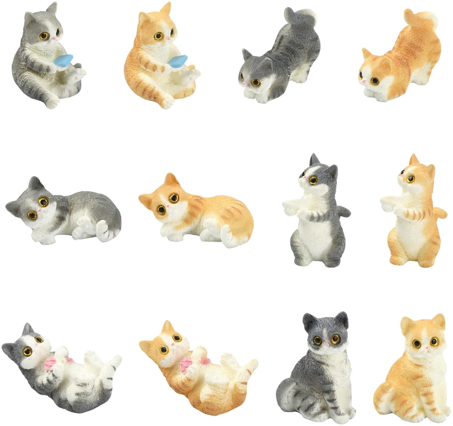 Set van 12 Hars Kat Beeldjes Miniaturen voor Decoratie