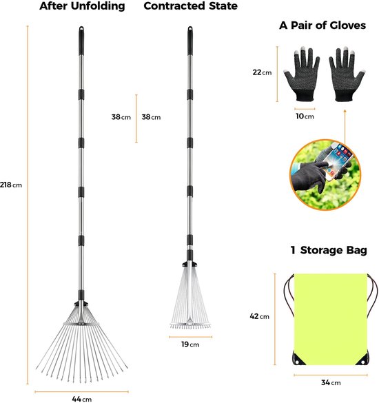 Verstelbare Bladhark met Handvat - Perfect voor Tuinonderhoud — afbeelding 5