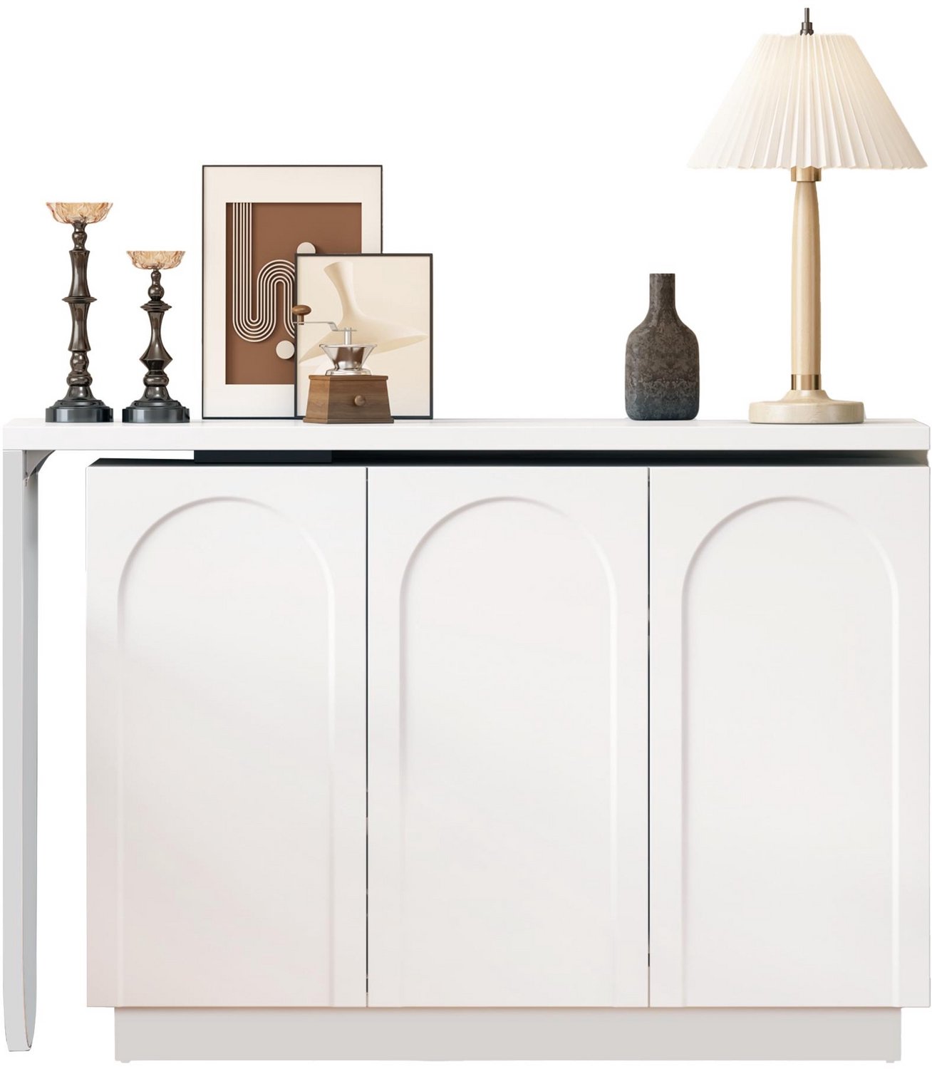REDOM Hoekbureau 110x40x75 cm - Draaibaar blad en 3 opbergkasten - Wit