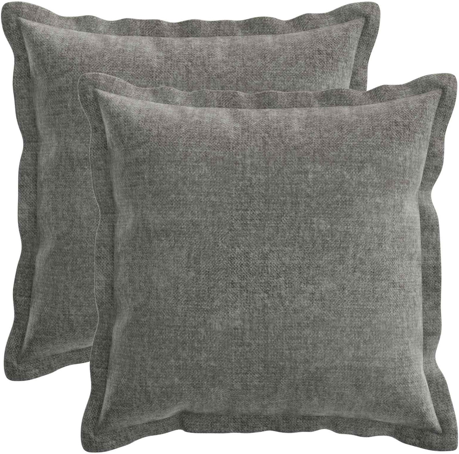vidaXL Dekenkussen - 2 - st - HOUTEN - Donkergrijs - 30 - x - 30 - cm - Chenille - Stof