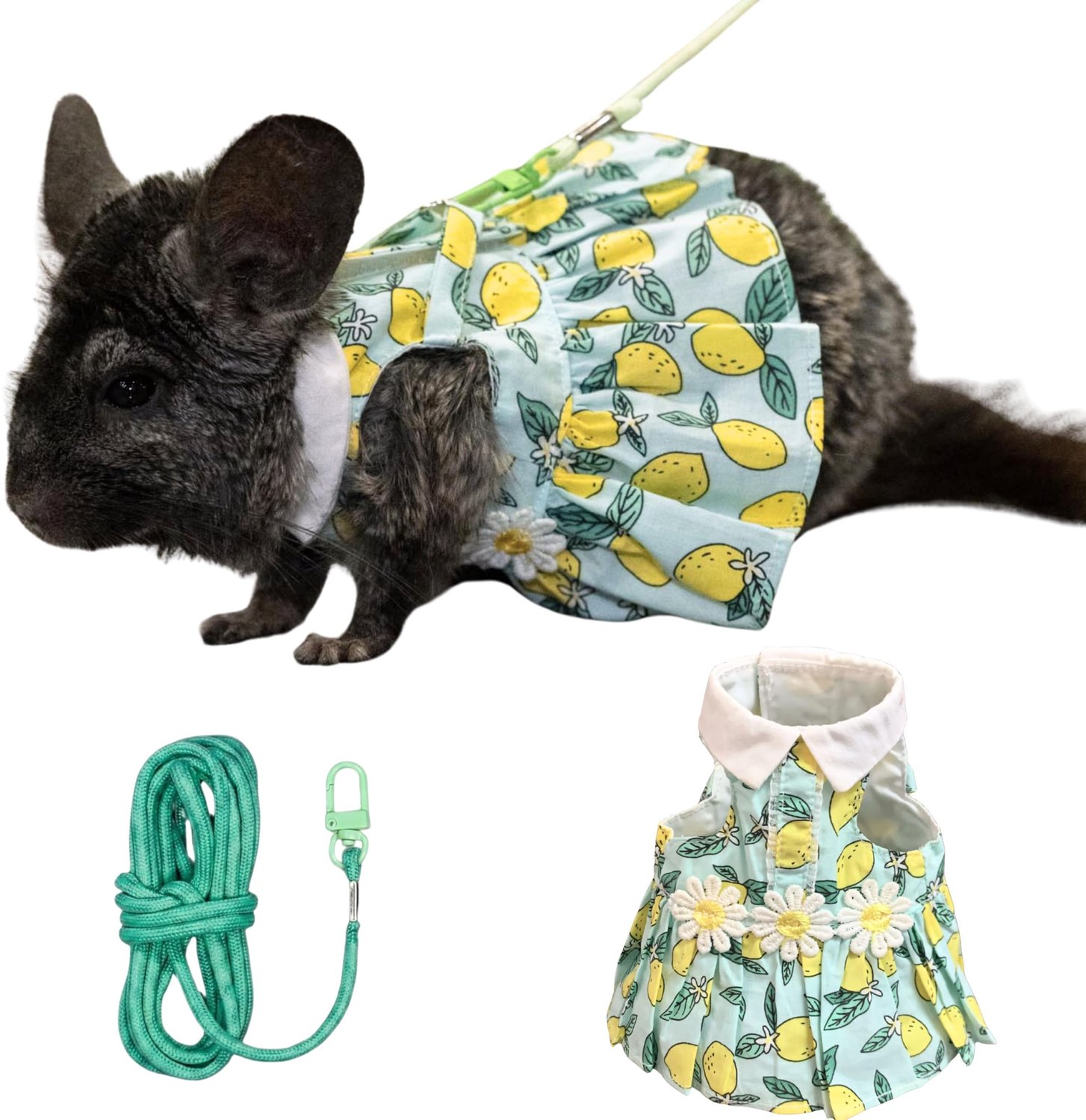 Chinchilla Jurk met Leash voor Kleine Huisdieren