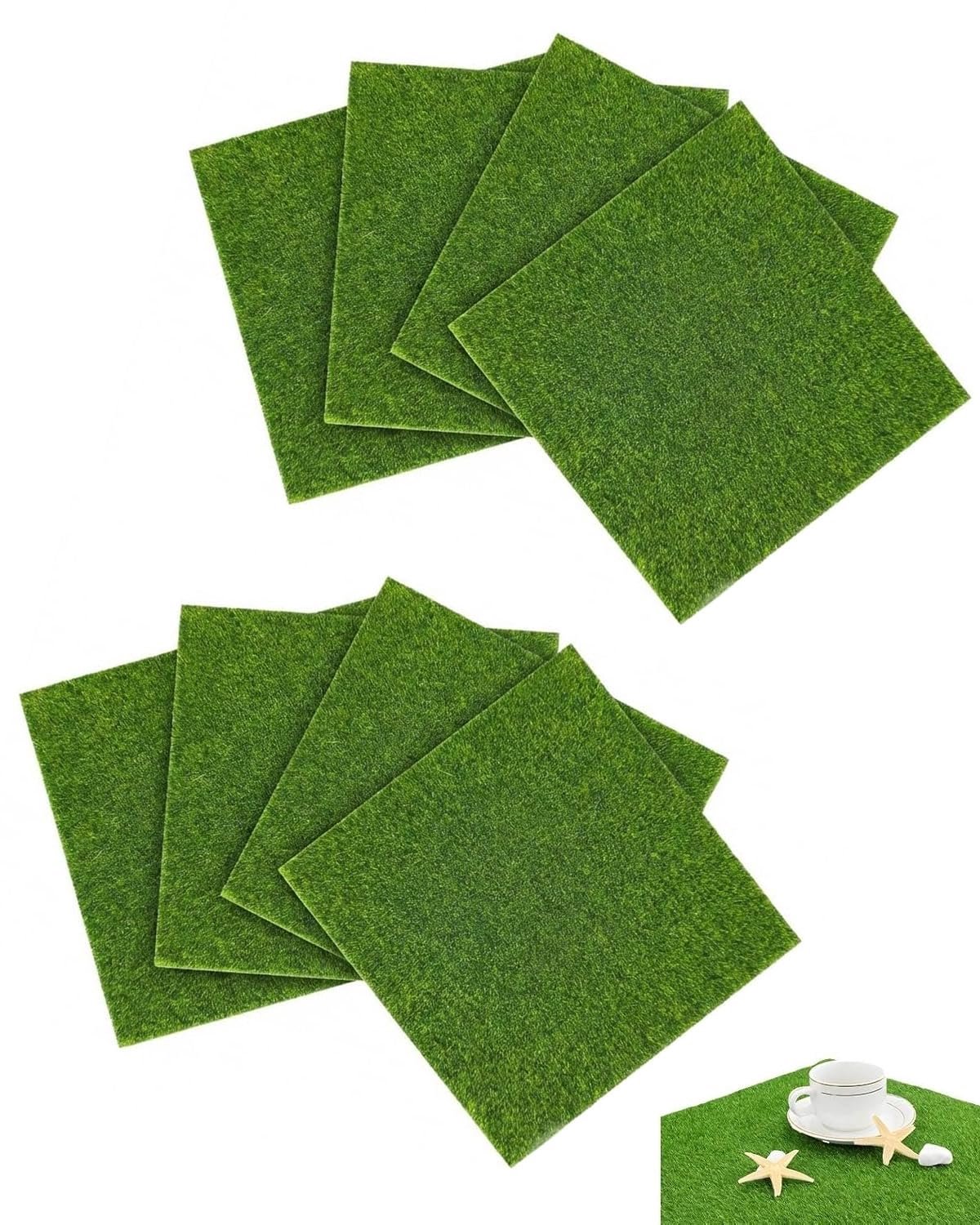 Miniatuur Kunstgras Set voor DIY Projecten - 8 Stuks 15 x 15 cm