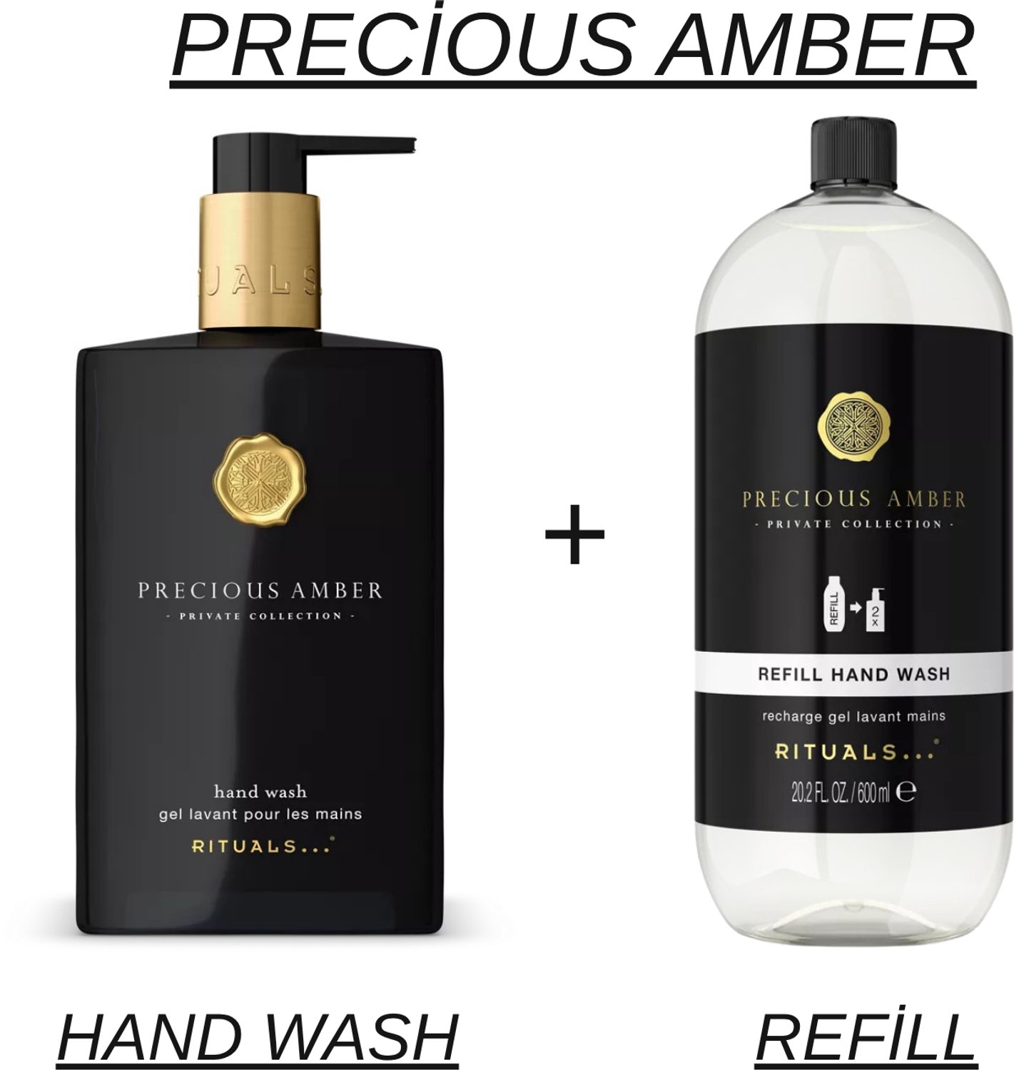 Rituals - Precious Amber - Hand Wash 300 ml New Design + Refill Hand Wash 600 ml - Handzeep - Navulling Handzeep