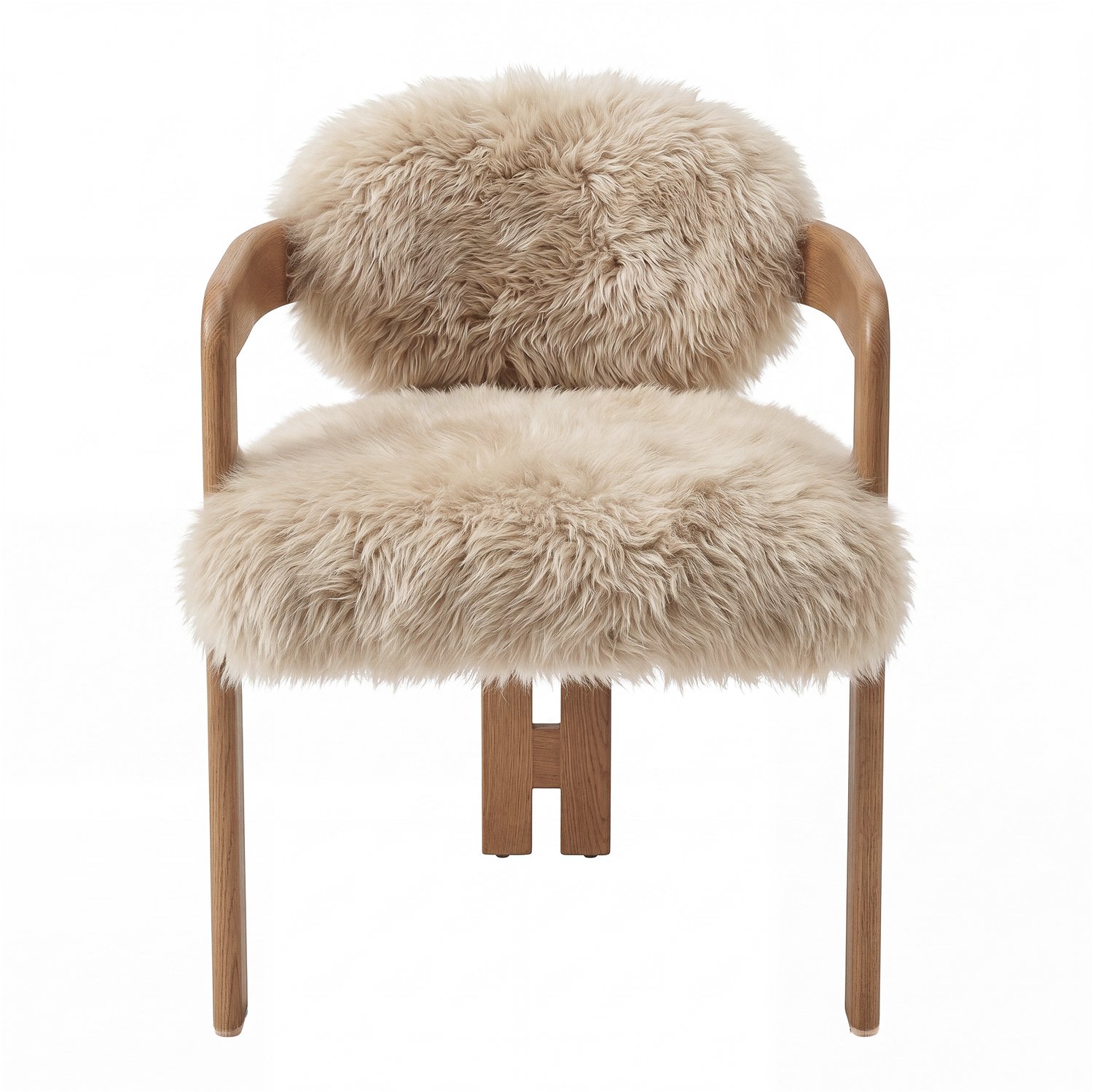 PTMD Avelon Beige Dining Chair Real Sheepskin Ash Wood
