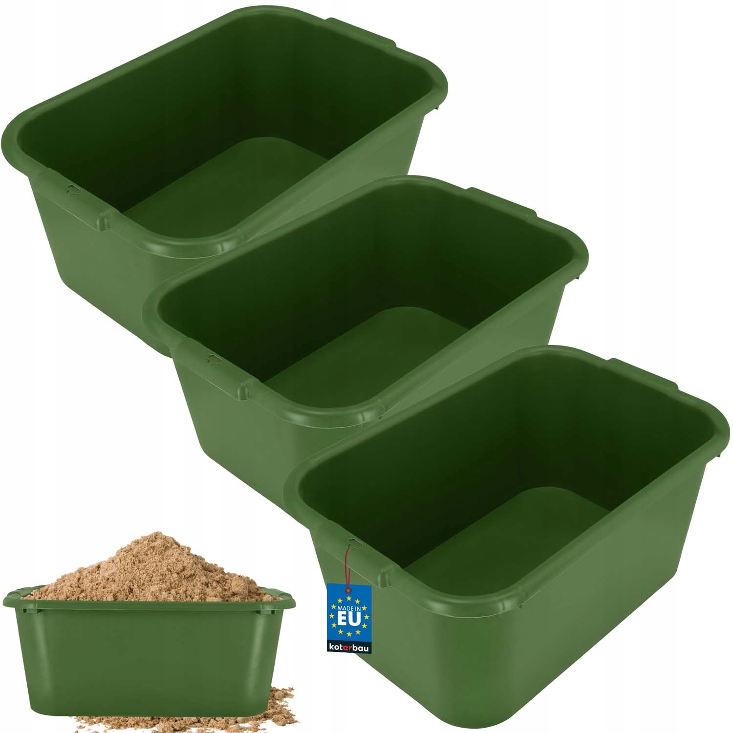 Bouwemmer Tuinemmer Rechthoekig 45L Groen 3 Stuks
