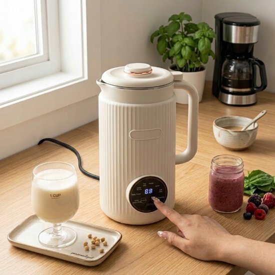 Elektrische Blender - Automatische Blender - Sojamelkmaker - Multifunctionele Keukenmachine - 1200 ml - 1-18 Uur Timer - 12 RVS Messen - Zelfreinigend - 8 Programma's - Voor Sojamelk & Havermelk & Sap & Soep — afbeelding 5