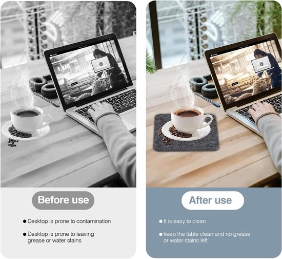 SnelShoppen - Set van 24 Vierkante Vilt Placemat Set met 8 Placemats, 8 Coasters en 8 Bestekzakken, Wasbaar, Hittebestendig, Stijlvolle Tafeldecoratie — cadeau in Wonen & Interieur - foto 2