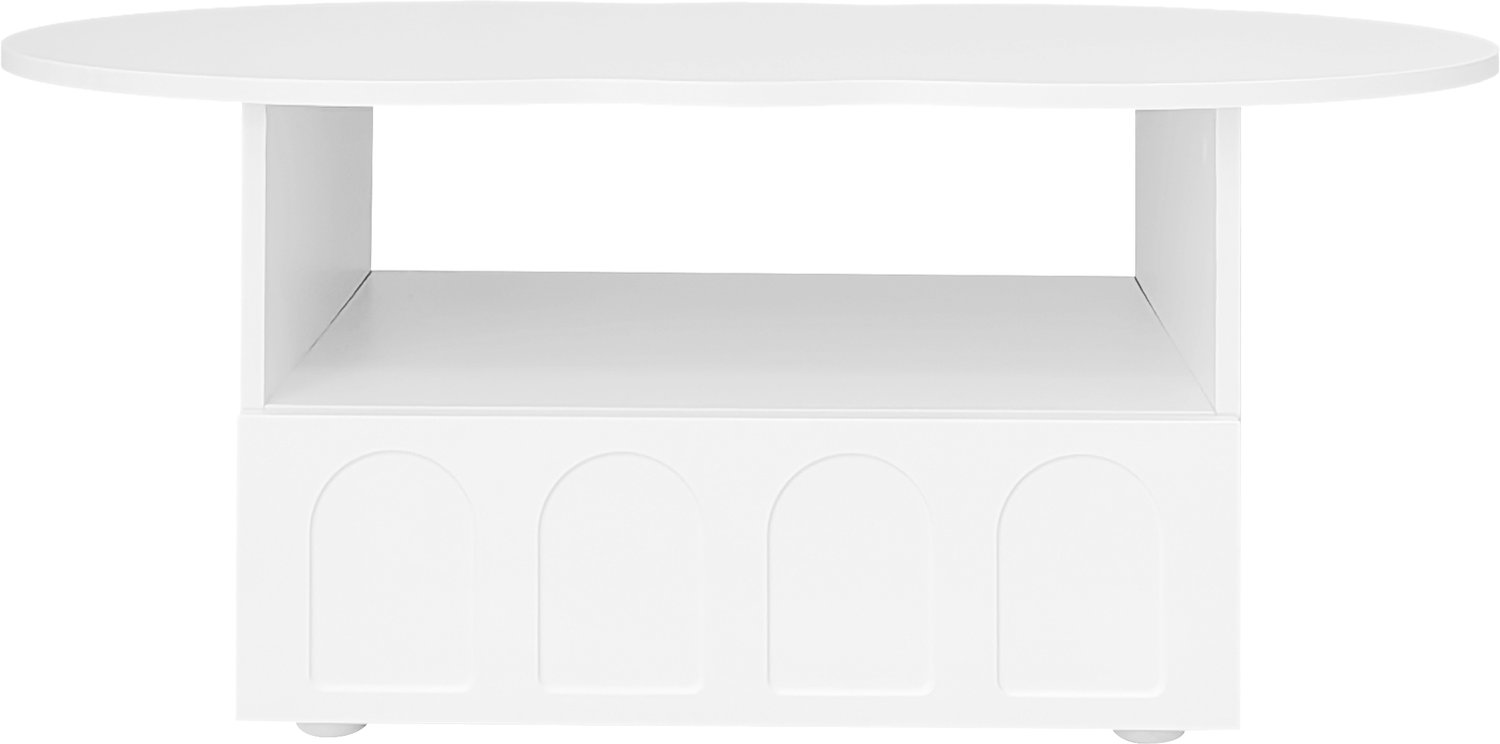 SONNENH Salontafel - Wolkvorm met lade en open vak - 100 x 60 x 40,5 cm - Wit