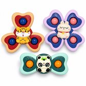 Leefico Fidget Spinners Baby met Zuignap XL - Badspeelgoed Baby - Sensorisch Speelgoed - Set van 3 Stuks - Panda, Tijger & Konijn