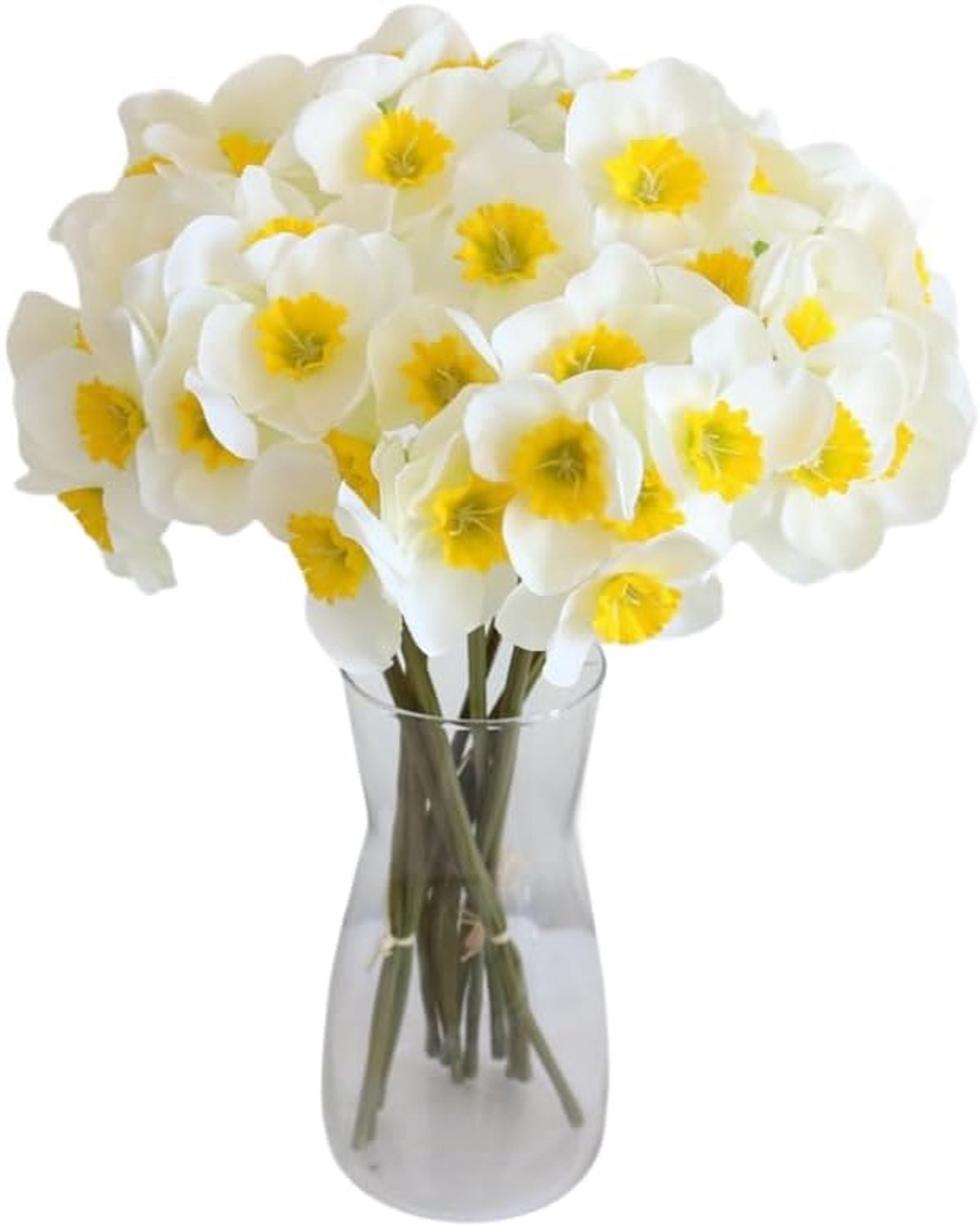 SnelShoppen - 10 Stelen Kunstmatige Narcissen 41cm Faux Zijde Bloemen Real Touch Witte Daffodils voor Thuis, Bruiloft, Feest en Kantoor Decoratie