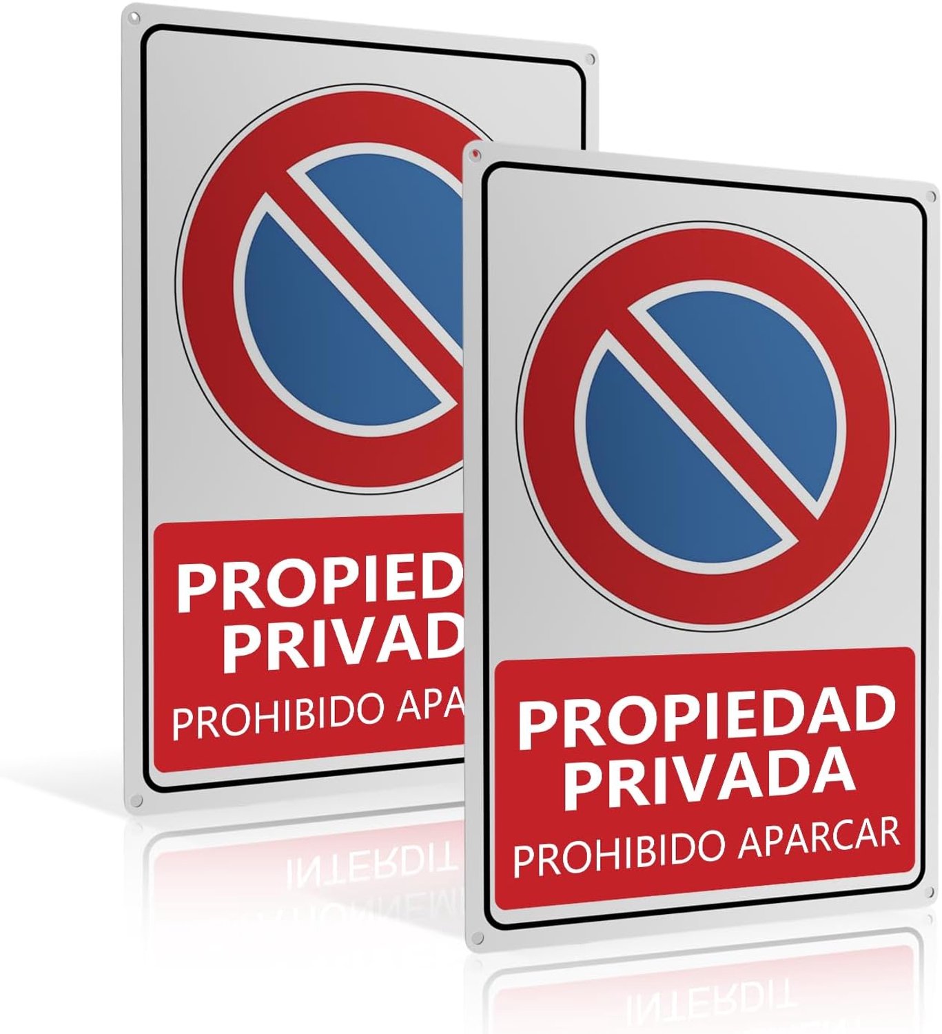 REIGY 2 Pieces Private Property Sign Parking Banning Aluminium 20 x 30 cm Parking Sign Robust Material Indoor Outdoor Self Adhesive Private Sign for H