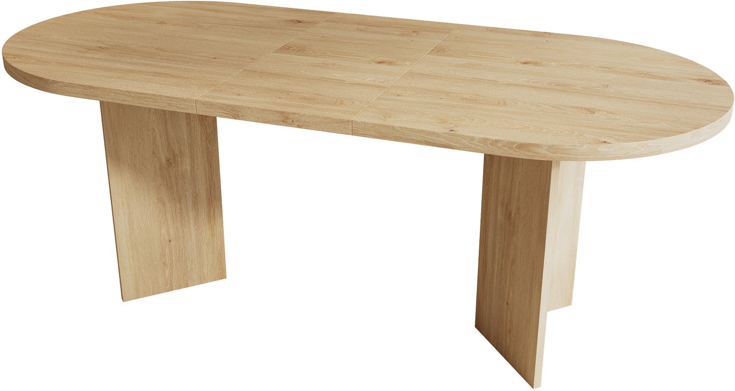 SONNENH Ovale eettafel met paneelpoten voor 6-8 personen - MDF eikenlook - 200 x 90 cm