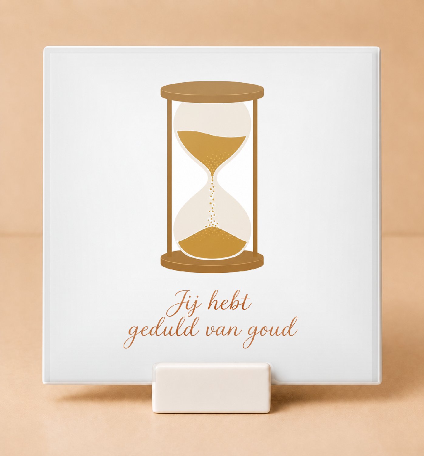 Bedruk King Vrolijke Tegel 'Jij hebt geduld van goud' – Eindejaars-applaus voor de klas en leraren cadeau - 11 x 11 cm met houder Wit