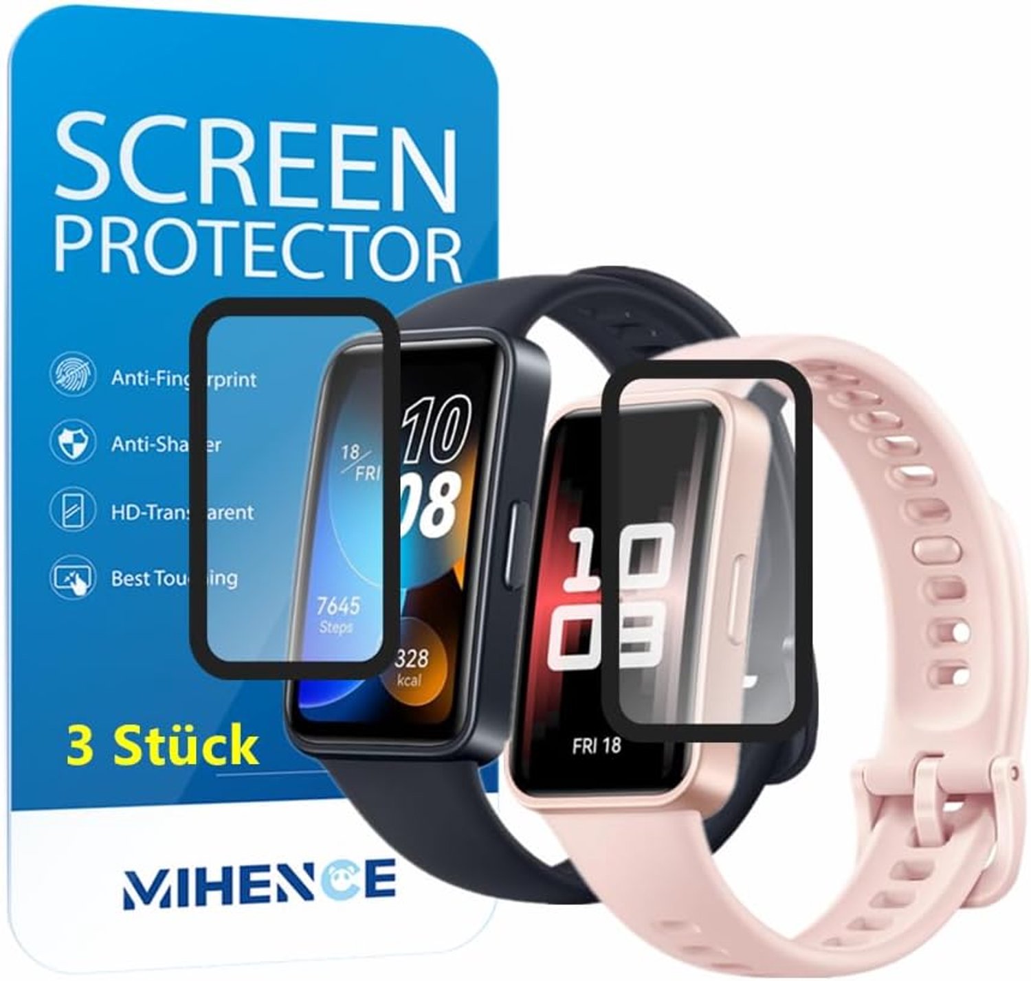 Protective Film Compatible with Huawei Band 9/Band 8 Smartwatch, 3D Full Cover TPU HD PMMA Protective Film [3 Pack] - ShopVlot