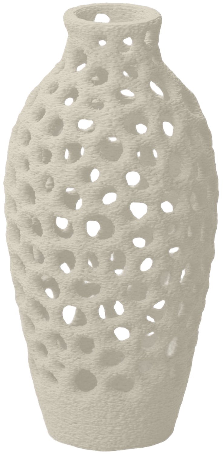 Layvo ULANI Vaas - Crème - D13 x H25 cm - droogbloemen vaas - organische vaas - gerecycled plastic