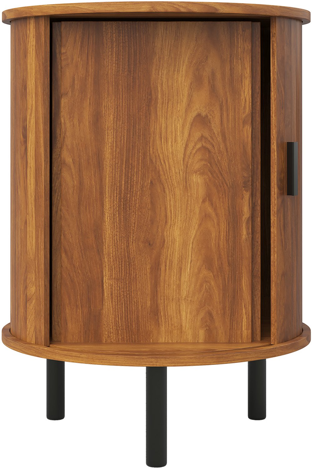 SONNENH Ronde bijzettafel met schuifdeur en legplank - Walnootlook - Diameter 48 cm