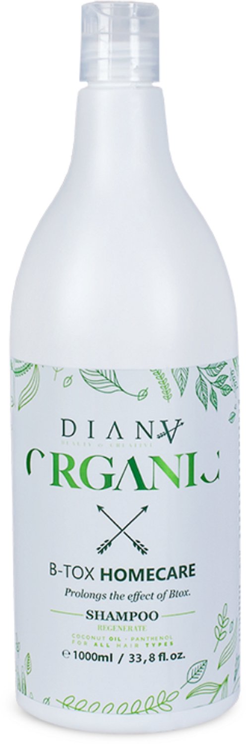 Organic shampoo 1000ml voor thuiszorg na de behandeling HaarBotox zonder parabenen, sulfaten en siliconen met coconut oil en panthenol voor alle haarsoorten