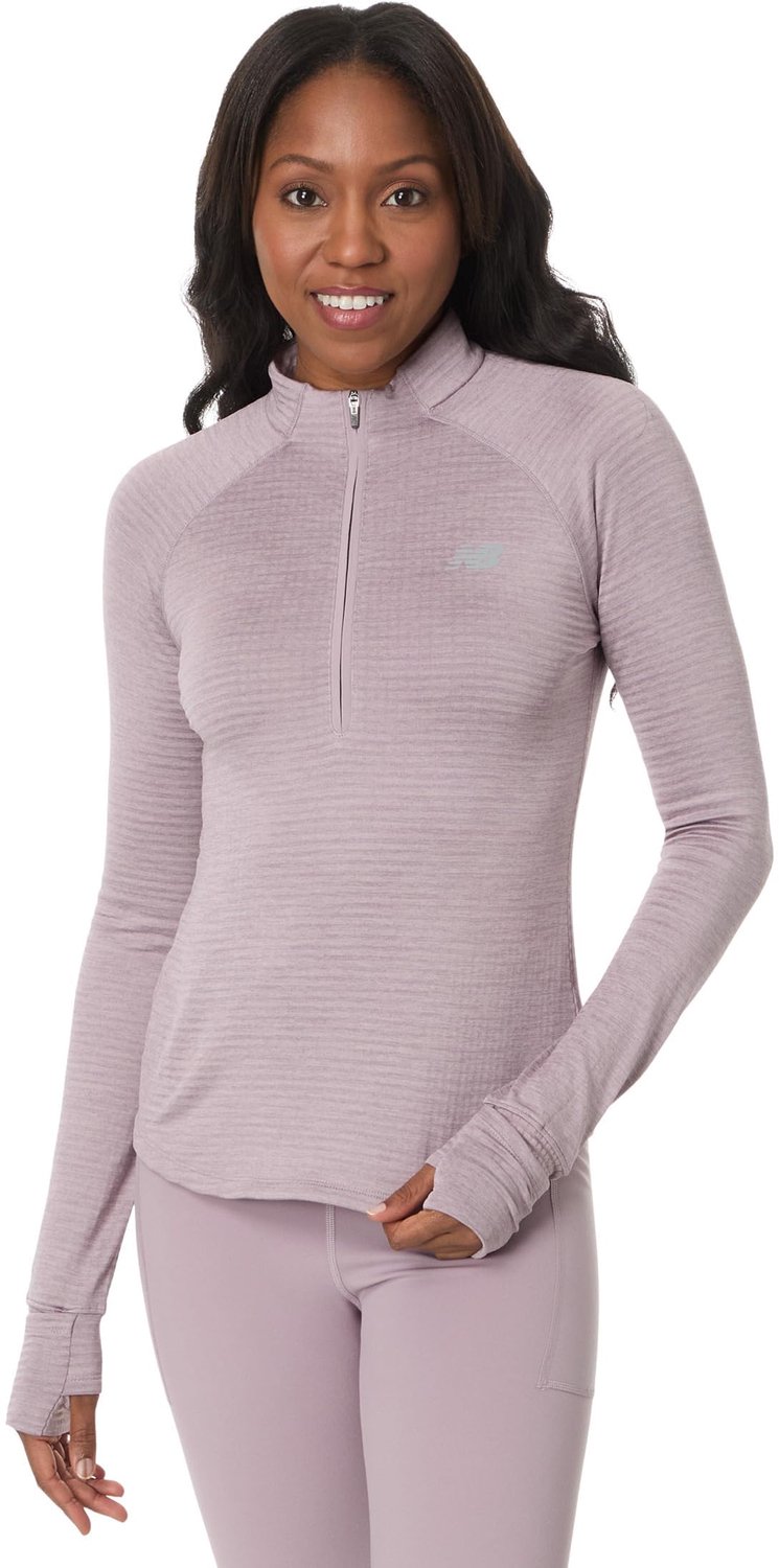 New Balance Athletics Heat Dames sweatshirt met halve rits Heat Rich Wine Heather