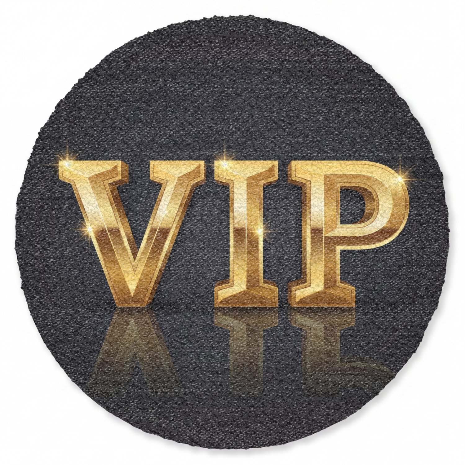 Deurmat rond 90x90 cm - Droogloopmat VIP - Goud - Schittering - Mat voor binnen - Schoonloopmat - Ronde deurmatten met print - Inloopmat