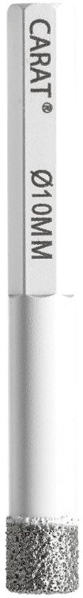 Witte Carat droogboor met zeskantschacht, diameter 10 mm en korrelige boorpunt.