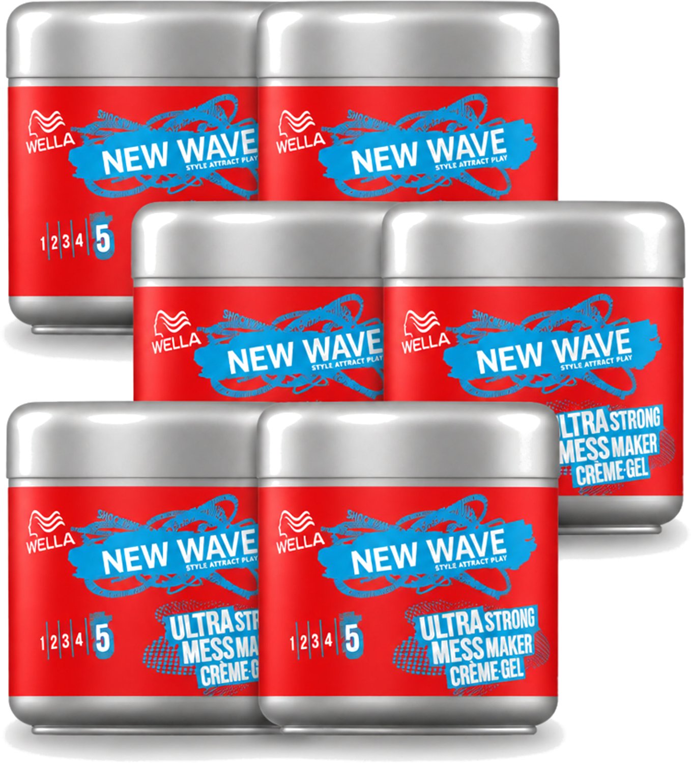 6 x Wella – New Wave Mess Maker Ultra Strong – Haargel – 150 ml - Voordeelverpakking - 6 stuks