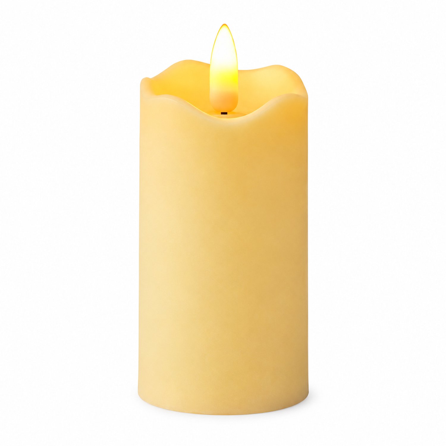 SWGOTA led kaarsen, 5 x 9 cm, warm licht met vlamvormige LED, kunststof met golvende bovenrand, 12 per displaydoos Ivoorwit