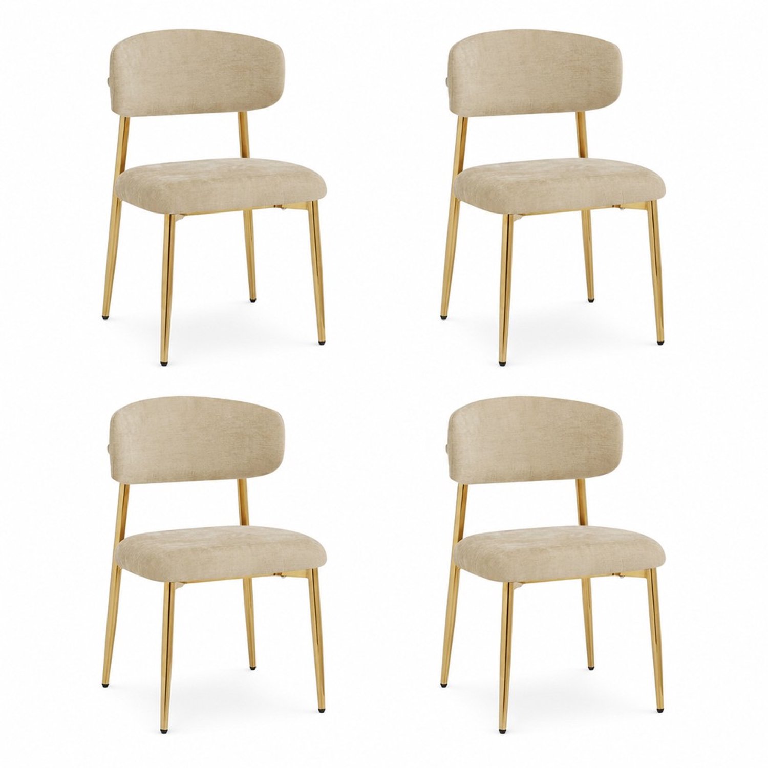 KOMHTOM 4 stuks moderne eetkamerstoelen, gestoffeerde stoelen met in hoogte verstelbare rugleuning, goudkleurig frame, draagvermogen tot 125 kg, voor eetkamer en keuken (bruin) Bruin, goudkleurig