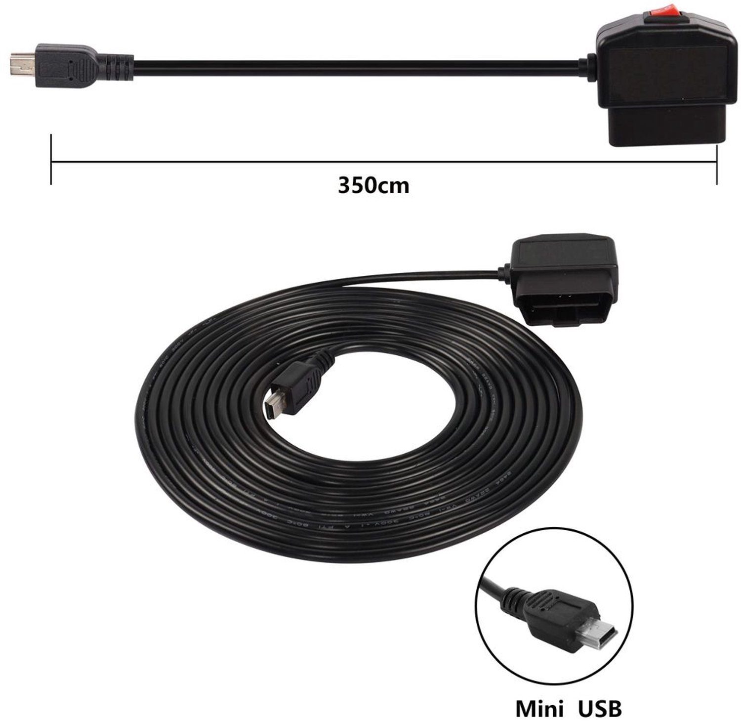 Mini USB OBD Power Kabel voor Dash Cam