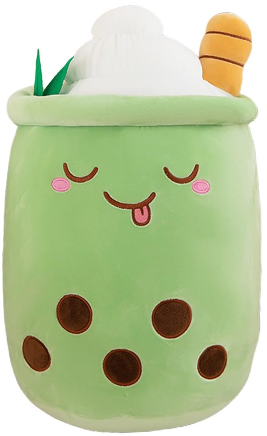 Schattig Boba Pluche Kussen - Zacht Speelgoed voor Boba Liefhebbers (35cm, Groen)