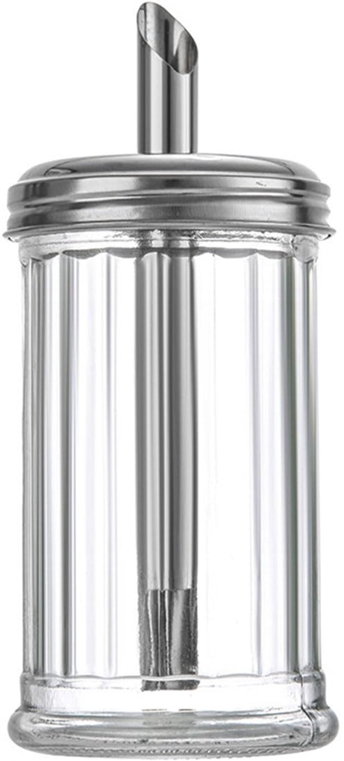 Suikerfles - Suikerdispenser - Modern design - 330 ml - Vaatwasserbestendig - Perfect voor thee en koffie - Glas en roestvrij staal