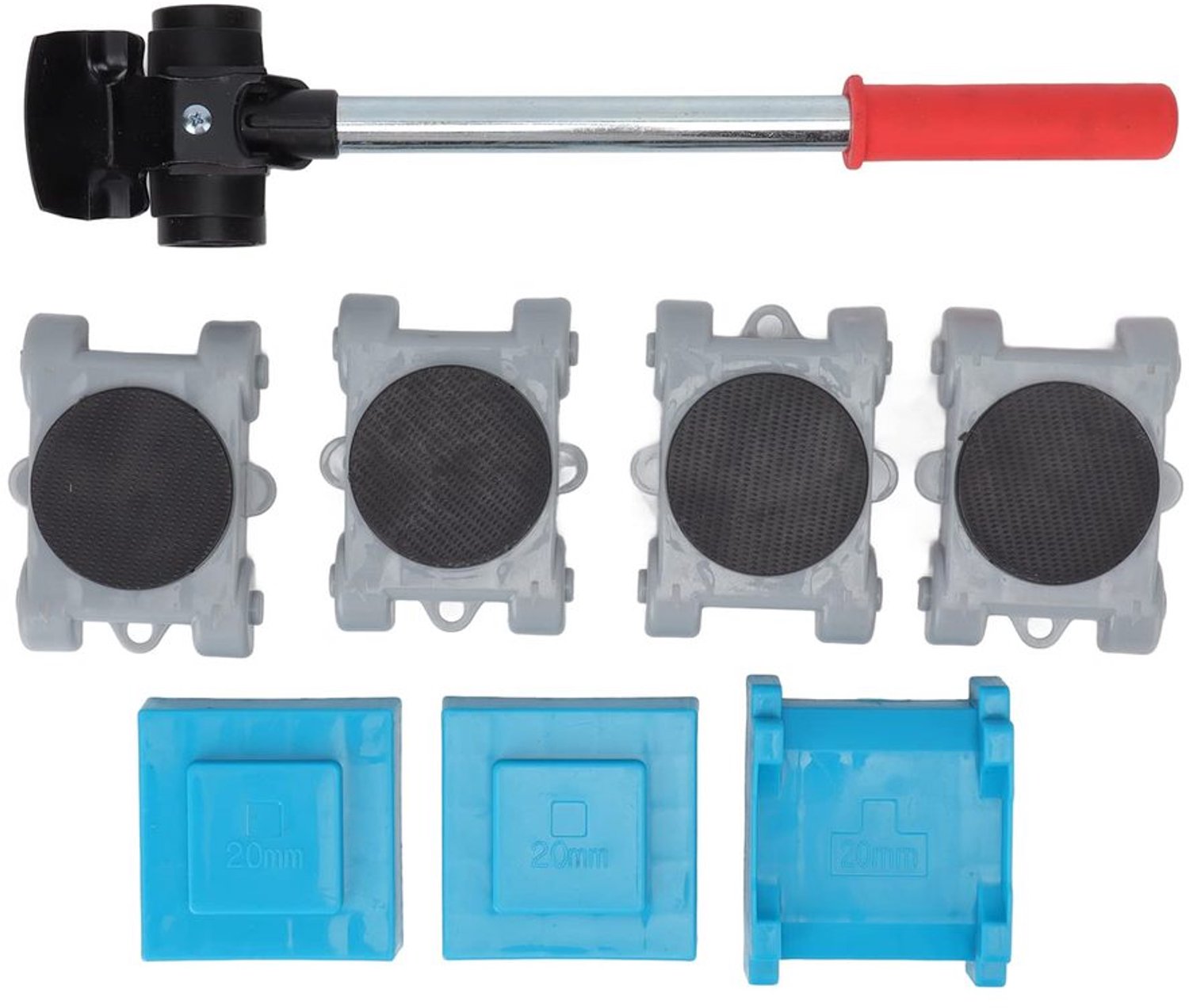 Meubelverhuizer Set - 8PCS Meubeltransportset - Duurzaam en Antislip - Hefboomprincipe - 360 Graden Rotatie Wielen - Inclusief 4 Rollen en 1 Handgreep