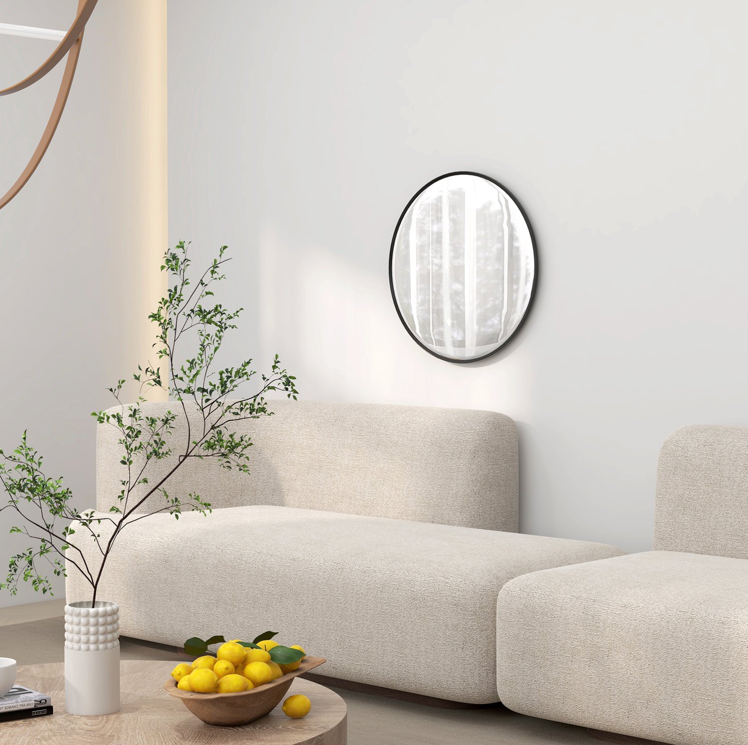 DESMIU Wandspiegel Rond – 61 cm – Aluminium Lijst – Zwart – Voor Badkamer, Woonkamer, Slaapkamer En Hal – Met Voorgemonteerde Haak