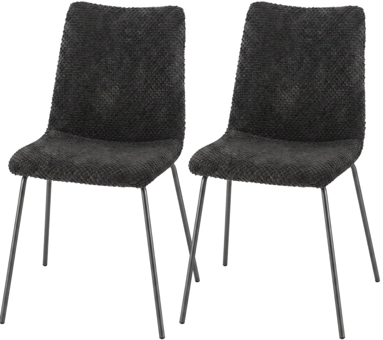 REDOM Eetkamerstoelen set van 2 - Velvet bekleding en metalen poten - Donkergrijs